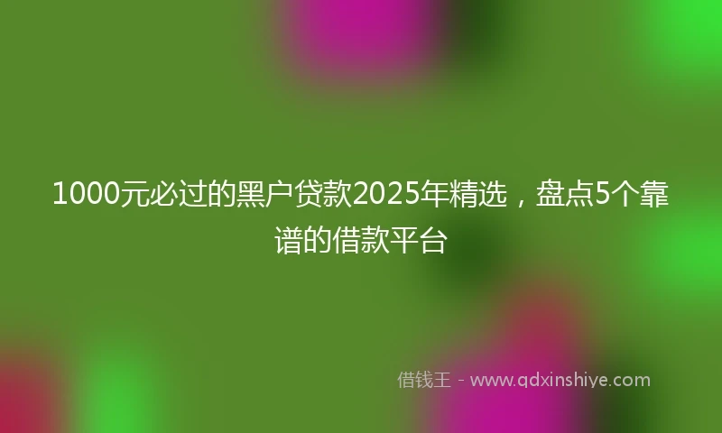 1000元必过的黑户贷款2025年精选，盘点5个靠谱的借款平台