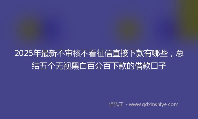 2025年最新不审核不看征信直接下款有哪些，总结五个无视黑白百分百下款的借款口子
