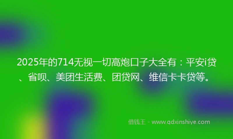 2025年的714无视一切高炮口子大全有：平安i贷、省呗、美团生活费、团贷网、维信卡卡贷等。
