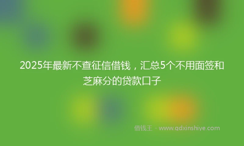 2025年最新不查征信借钱，汇总5个不用面签和芝麻分的贷款口子