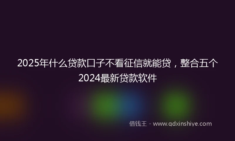2025年什么贷款口子不看征信就能贷，整合五个2024最新贷款软件