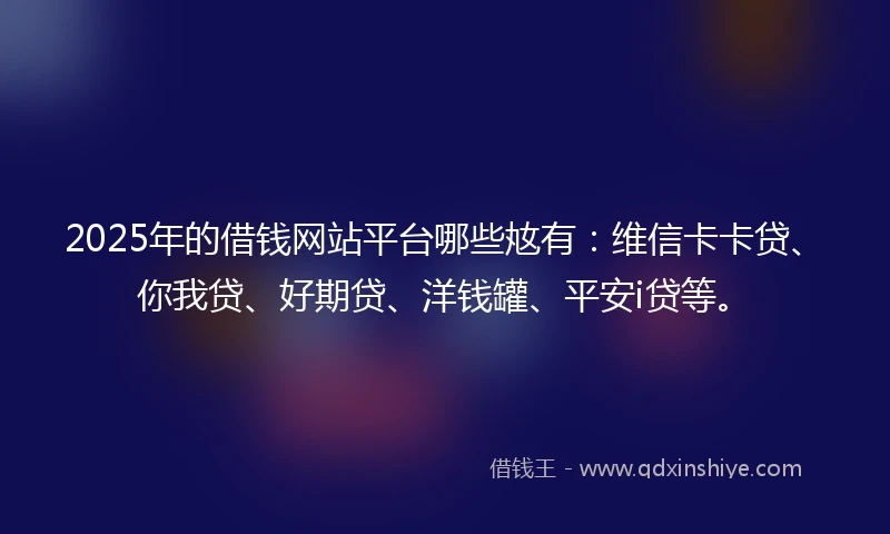 2025年的借钱网站平台哪些奿有：维信卡卡贷、你我贷、好期贷、洋钱罐、平安i贷等。