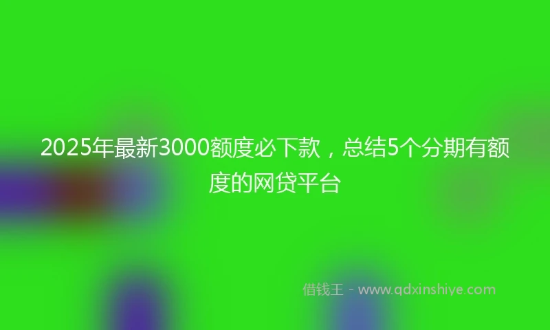 2025年最新3000额度必下款，总结5个分期有额度的网贷平台