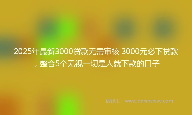 2025年最新3000贷款无需审核 3000元必下贷款，整合5个无视一切是人就下款的口子