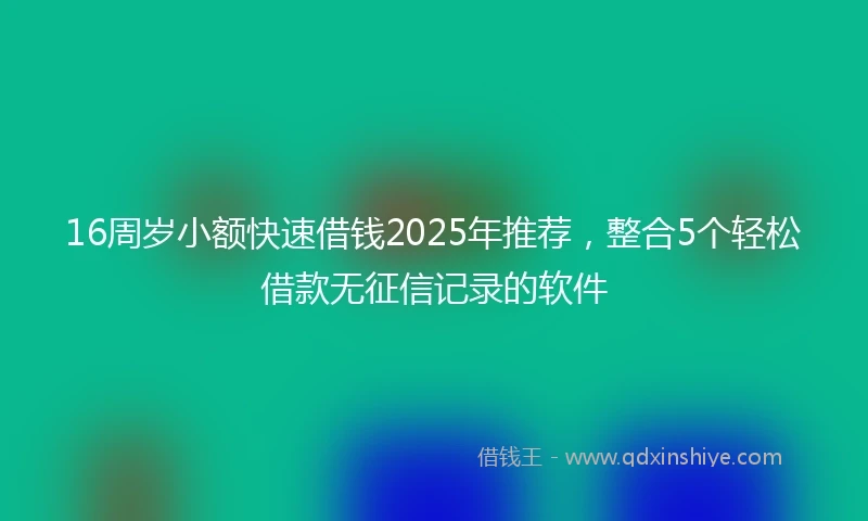 16周岁小额快速借钱2025年推荐，整合5个轻松借款无征信记录的软件