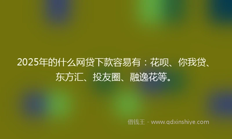 2025年的什么网贷下款容易有：花呗、你我贷、东方汇、投友圈、融逸花等。