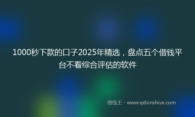 1000秒下款的口子2025年精选，盘点五个借钱平台不看综合评估的软件