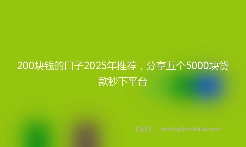 200块钱的口子2025年推荐，分享五个5000块贷款秒下平台