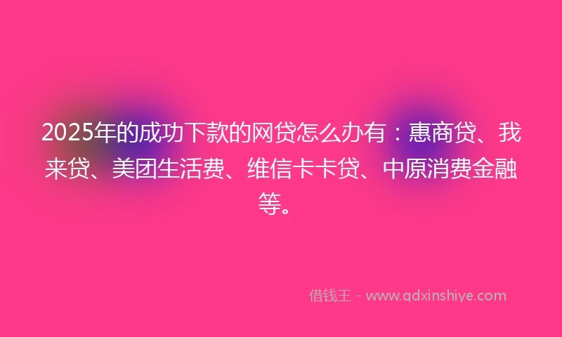 2025年的成功下款的网贷怎么办有：惠商贷、我来贷、美团生活费、维信卡卡贷、中原消费金融等。