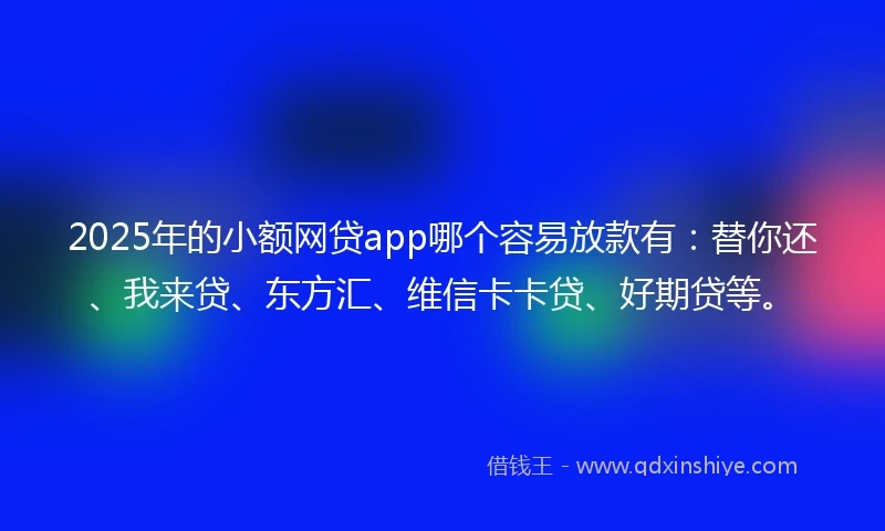 2025年的小额网贷app哪个容易放款有：替你还、我来贷、东方汇、维信卡卡贷、好期贷等。