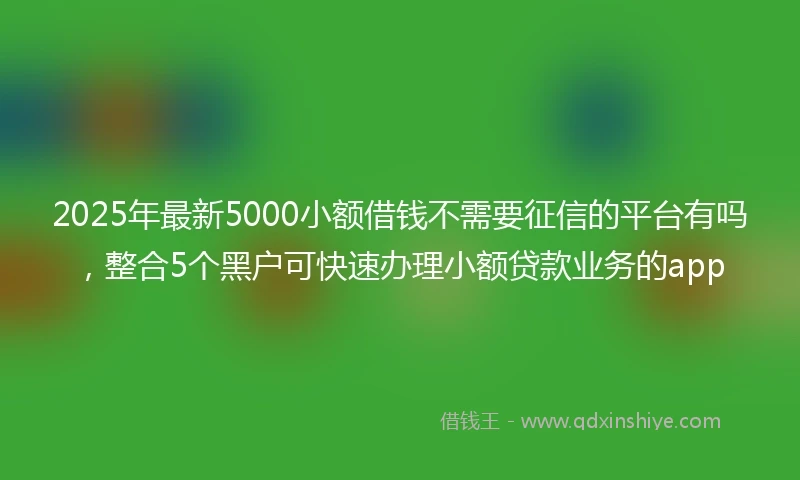 2025年最新5000小额借钱不需要征信的平台有吗，整合5个黑户可快速办理小额贷款业务的app