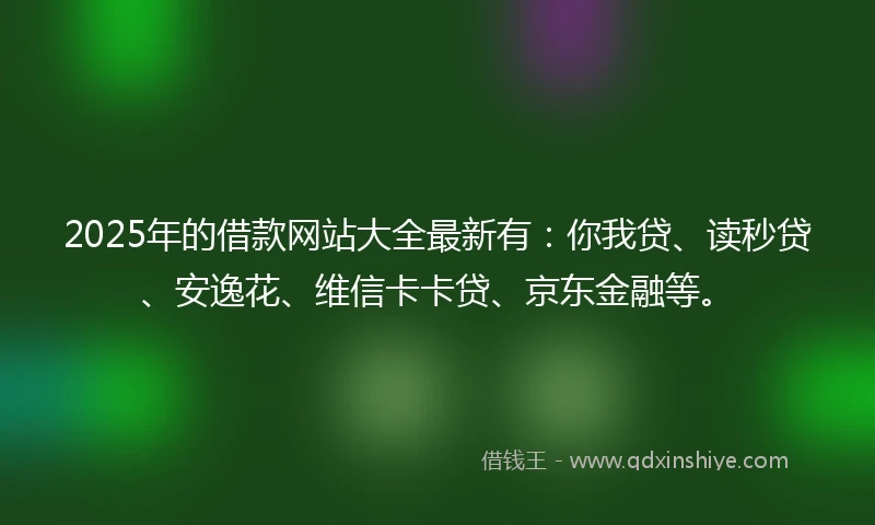 2025年的借款网站大全最新有：你我贷、读秒贷、安逸花、维信卡卡贷、京东金融等。