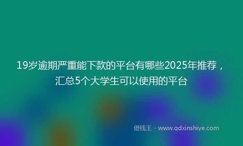 19岁逾期严重能下款的平台有哪些2025年推荐，汇总5个大学生可以使用的平台