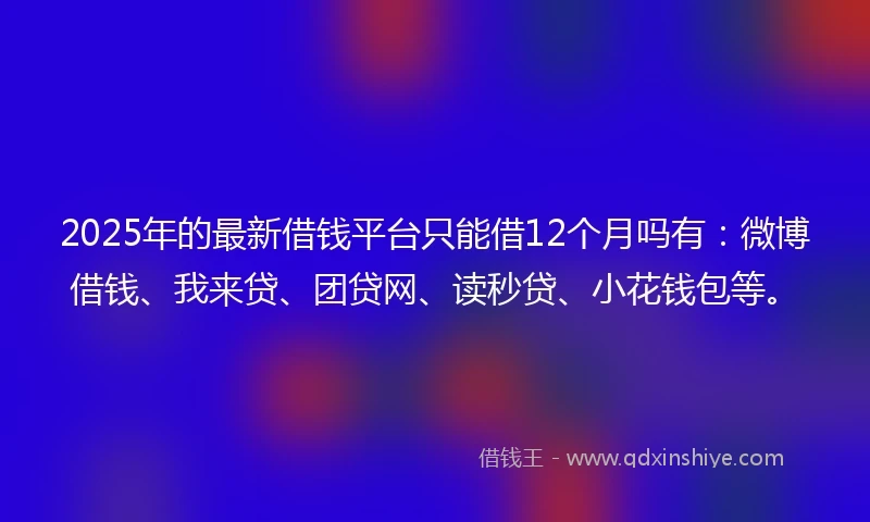 2025年的最新借钱平台只能借12个月吗有：微博借钱、我来贷、团贷网、读秒贷、小花钱包等。