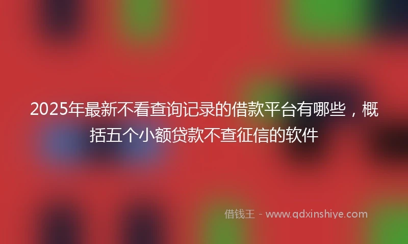 2025年最新不看查询记录的借款平台有哪些，概括五个小额贷款不查征信的软件