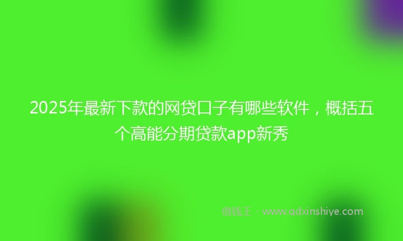 2025年最新下款的网贷口子有哪些软件，概括五个高能分期贷款app新秀