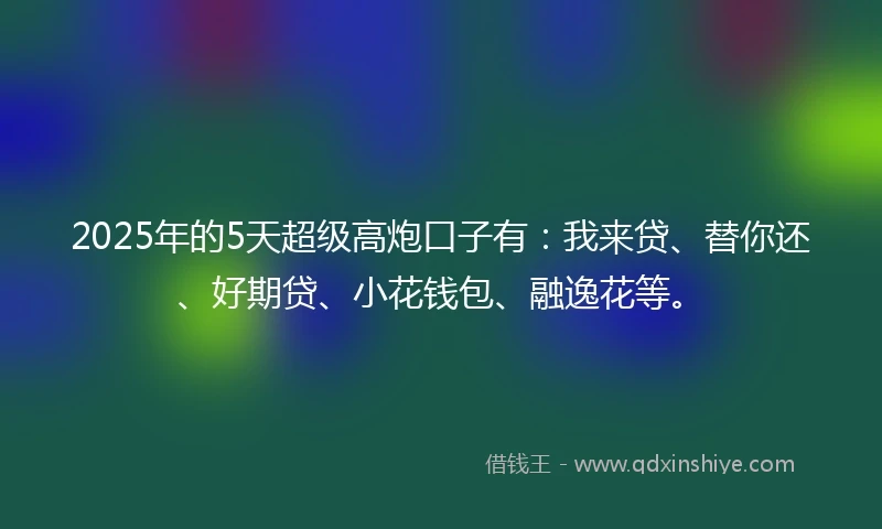 2025年的5天超级高炮口子有：我来贷、替你还、好期贷、小花钱包、融逸花等。