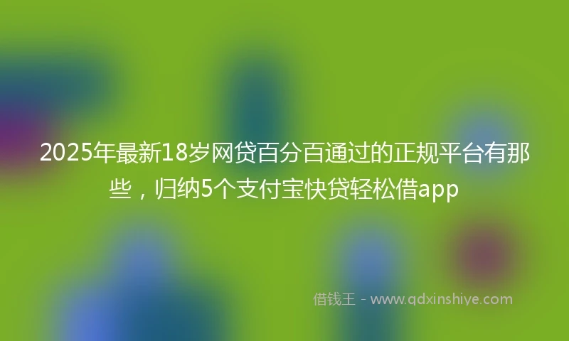 2025年最新18岁网贷百分百通过的正规平台有那些，归纳5个支付宝快贷轻松借app