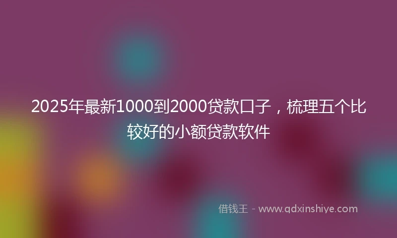 2025年最新1000到2000贷款口子，梳理五个比较好的小额贷款软件