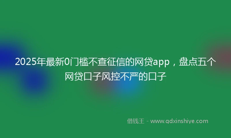 2025年最新0门槛不查征信的网贷app，盘点五个网贷口子风控不严的口子