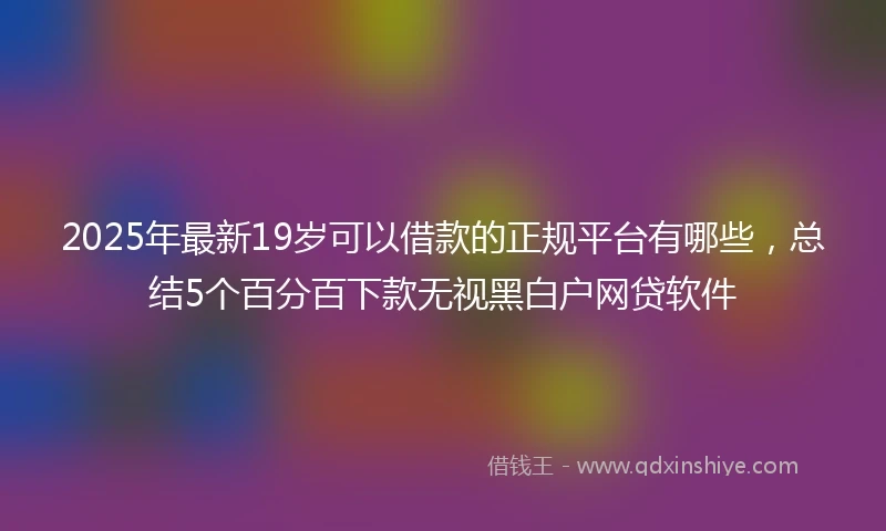 2025年最新19岁可以借款的正规平台有哪些，总结5个百分百下款无视黑白户网贷软件