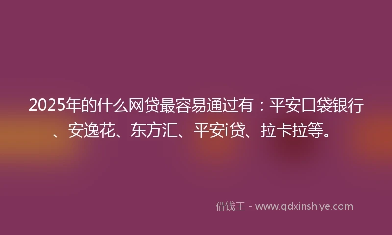 2025年的什么网贷最容易通过有：平安口袋银行、安逸花、东方汇、平安i贷、拉卡拉等。