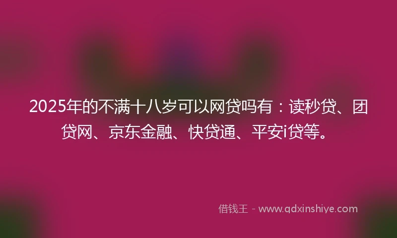 2025年的不满十八岁可以网贷吗有：读秒贷、团贷网、京东金融、快贷通、平安i贷等。