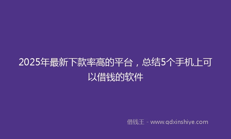 2025年最新下款率高的平台，总结5个手机上可以借钱的软件