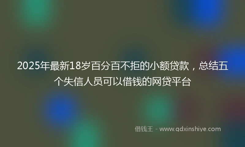 2025年最新18岁百分百不拒的小额贷款，总结五个失信人员可以借钱的网贷平台