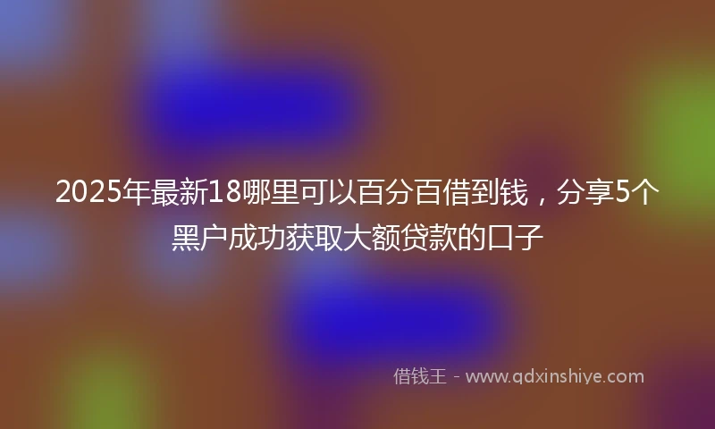 2025年最新18哪里可以百分百借到钱，分享5个黑户成功获取大额贷款的口子