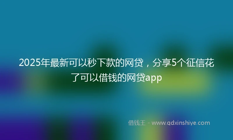 2025年最新可以秒下款的网贷，分享5个征信花了可以借钱的网贷app