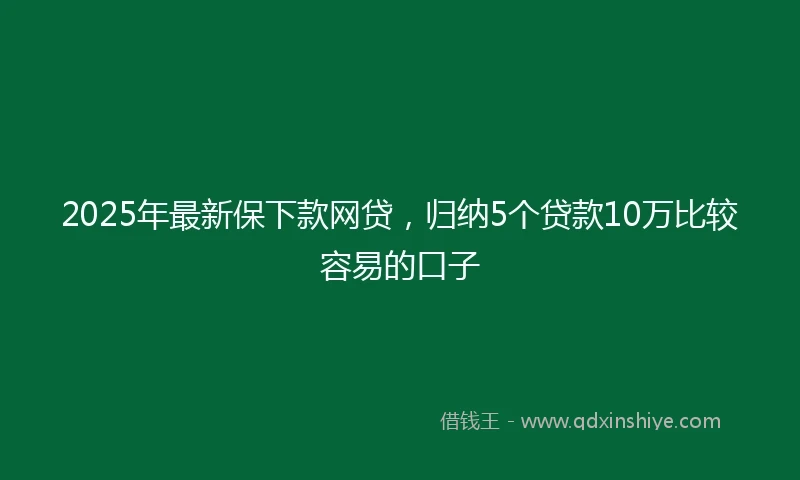 2025年最新保下款网贷，归纳5个贷款10万比较容易的口子