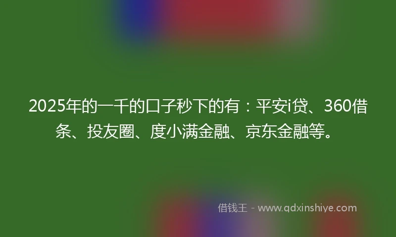2025年的一千的口子秒下的有：平安i贷、360借条、投友圈、度小满金融、京东金融等。