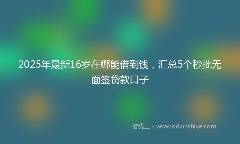 2025年最新16岁在哪能借到钱，汇总5个秒批无面签贷款口子