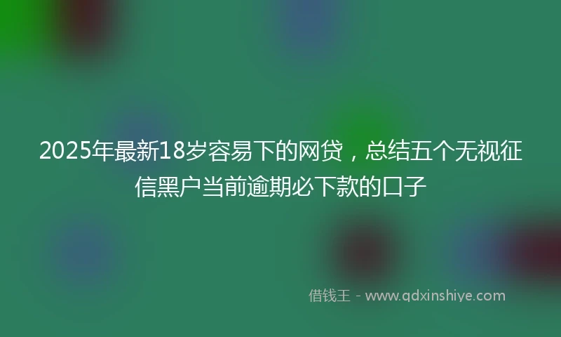 2025年最新18岁容易下的网贷，总结五个无视征信黑户当前逾期必下款的口子