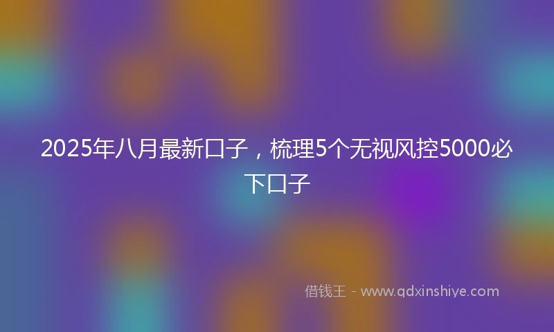 2025年八月最新口子，梳理5个无视风控5000必下口子