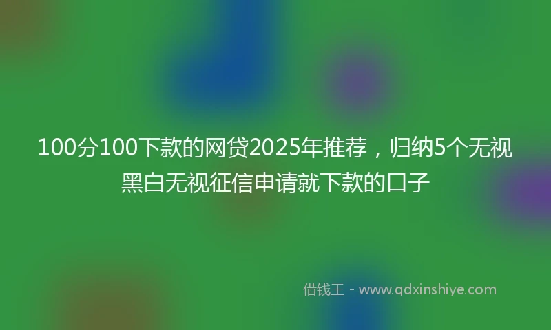 100分100下款的网贷2025年推荐，归纳5个无视黑白无视征信申请就下款的口子