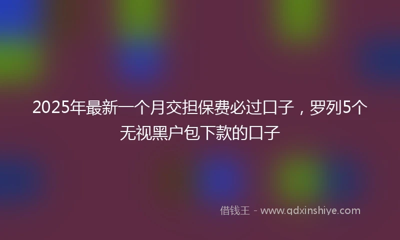 2025年最新一个月交担保费必过口子，罗列5个无视黑户包下款的口子