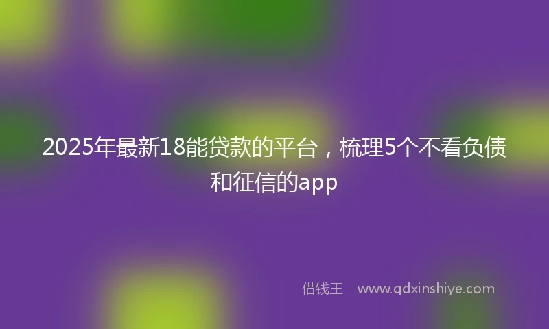 2025年最新18能贷款的平台，梳理5个不看负债和征信的app