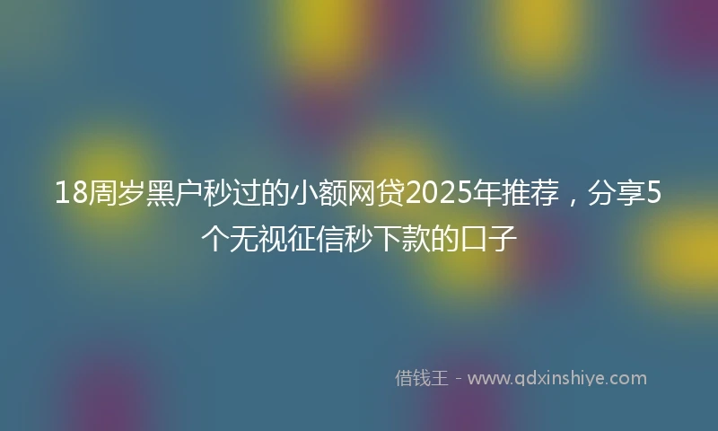 18周岁黑户秒过的小额网贷2025年推荐，分享5个无视征信秒下款的口子