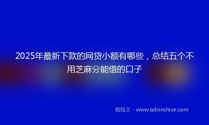 2025年最新下款的网贷小额有哪些，总结五个不用芝麻分能借的口子