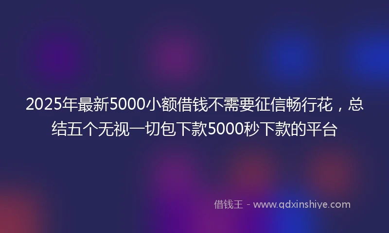2025年最新5000小额借钱不需要征信畅行花，总结五个无视一切包下款5000秒下款的平台