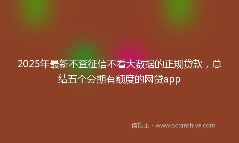 2025年最新不查征信不看大数据的正规贷款，总结五个分期有额度的网贷app