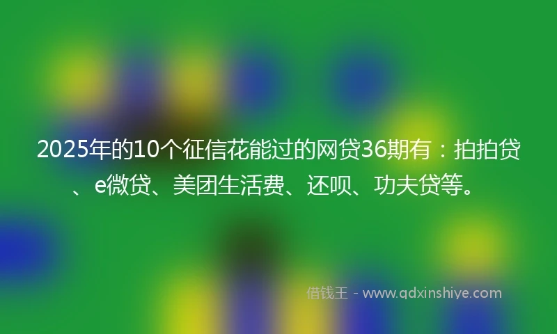2025年的10个征信花能过的网贷36期有：拍拍贷、e微贷、美团生活费、还呗、功夫贷等。