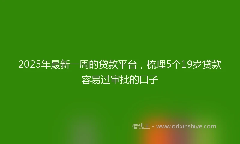 2025年最新一周的贷款平台，梳理5个19岁贷款容易过审批的口子