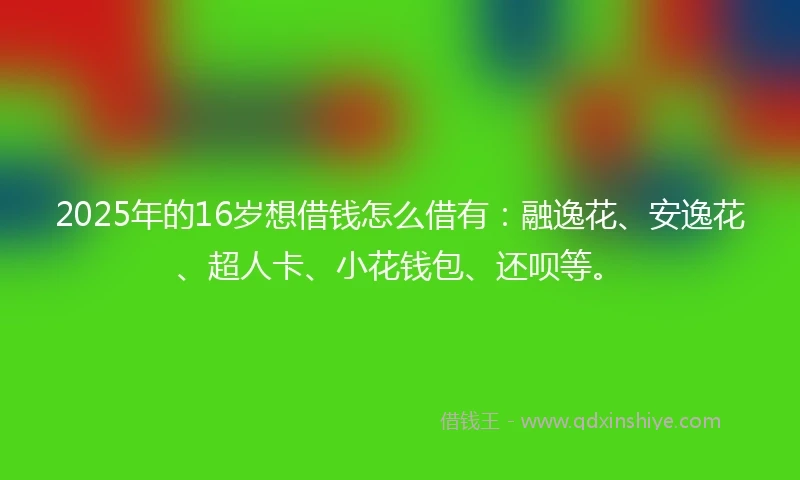 2025年的16岁想借钱怎么借有：融逸花、安逸花、超人卡、小花钱包、还呗等。