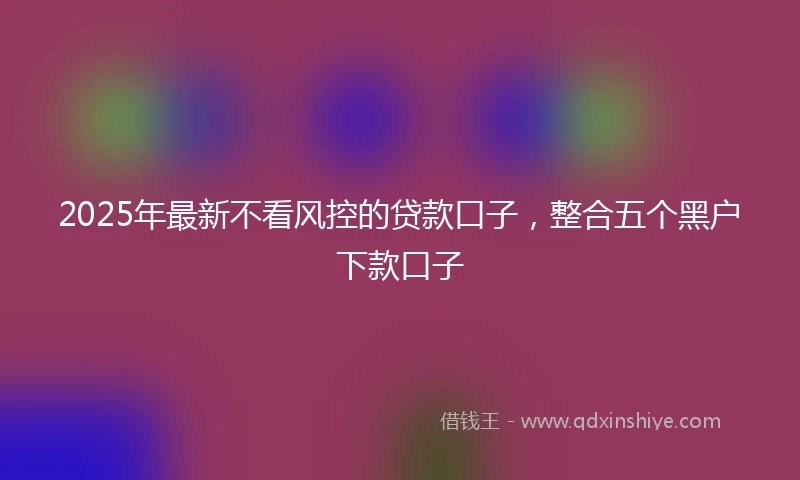 2025年最新不看风控的贷款口子，整合五个黑户下款口子