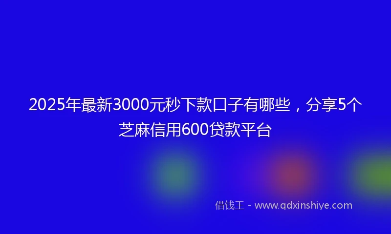 2025年最新3000元秒下款口子有哪些，分享5个芝麻信用600贷款平台