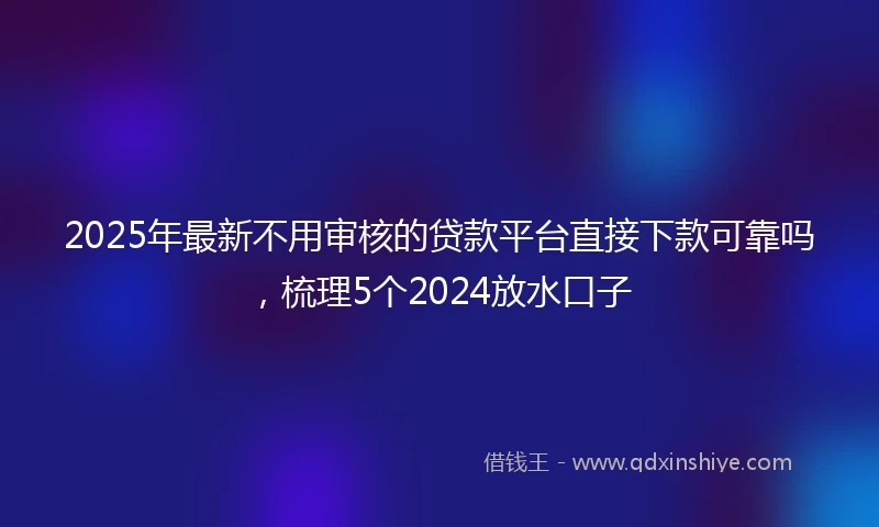 2025年最新不用审核的贷款平台直接下款可靠吗，梳理5个2024放水口子