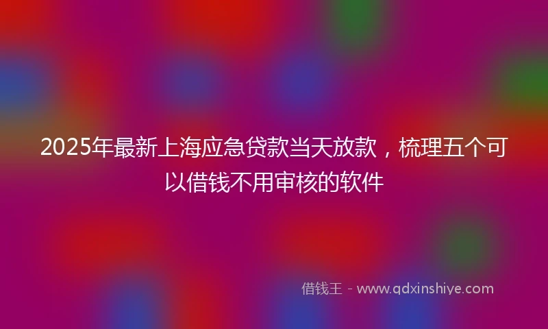 2025年最新上海应急贷款当天放款，梳理五个可以借钱不用审核的软件